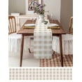 thumbnail image 3 of nqOlkjepod Beige Plaid Table Runner 108 Inches Long Farmhouse Dress Scarves, Spring Summer Farmhouse Buffalo Checkered Dining Tablerunner for Coffee Table/Kitchen Island/Party Décor, 13" x 108", 3 of 8