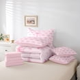 thumbnail image 6 of Erosebridal Cute Pink Bowknot 7 Pieces Bedding Comforter Set For Kids,Girls Bowknot Letter E Initial Monogram Full Bedding Set,Pink Reversible, 6 of 7
