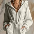 thumbnail image 5 of Tqcoqu Women's Corduroy Hooded Jumpsuit with Pocket,Half Zip Front Elastic High Waist Loose Long Sleeve One Piece Casual Outfit, 5 of 8