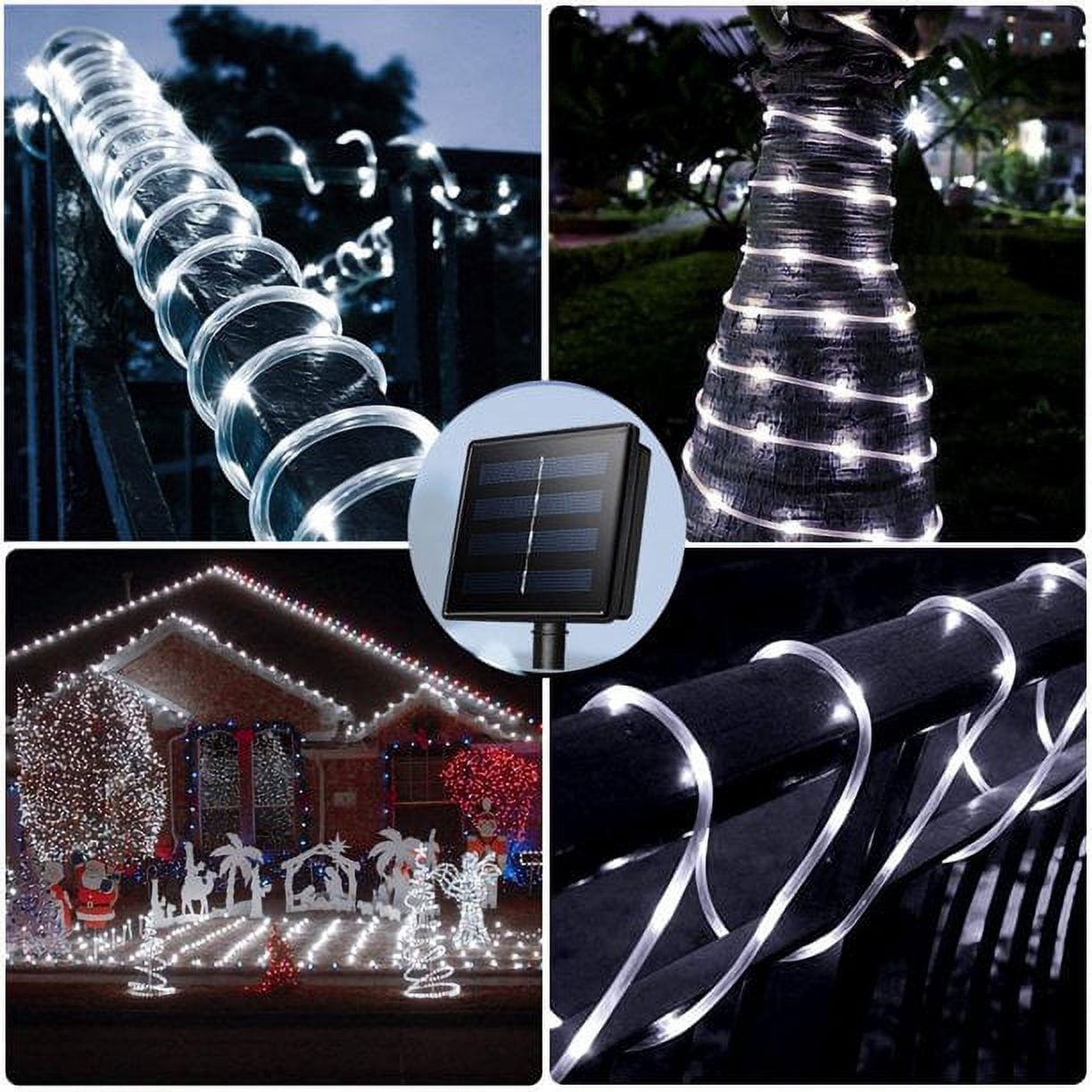 Solar Rope Lights Outdoor Waterproof LED 8 Modes 72.18ft 200 LEDs String Lights Holiday Garden Decoration Lighting White