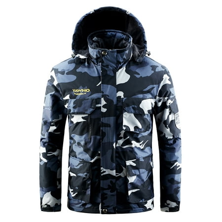 Men's Ski Winter Coat Mountain Windproof Waterproof Rain Snowboarding Jackets Fleece Warm Snow Hooded Coat