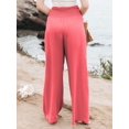 thumbnail image 5 of Women Linen Palazzo Pants Summer Boho Wide Leg High Waist Casual Lounge Beach Travel Vacation Outfits Orange L, 5 of 8