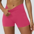 thumbnail image 6 of ZQUUVOU Women's Sporty Shorts Solid Color High Waisted Elastic Yoga Shorts Pants（Hot Pink,S）, 6 of 9