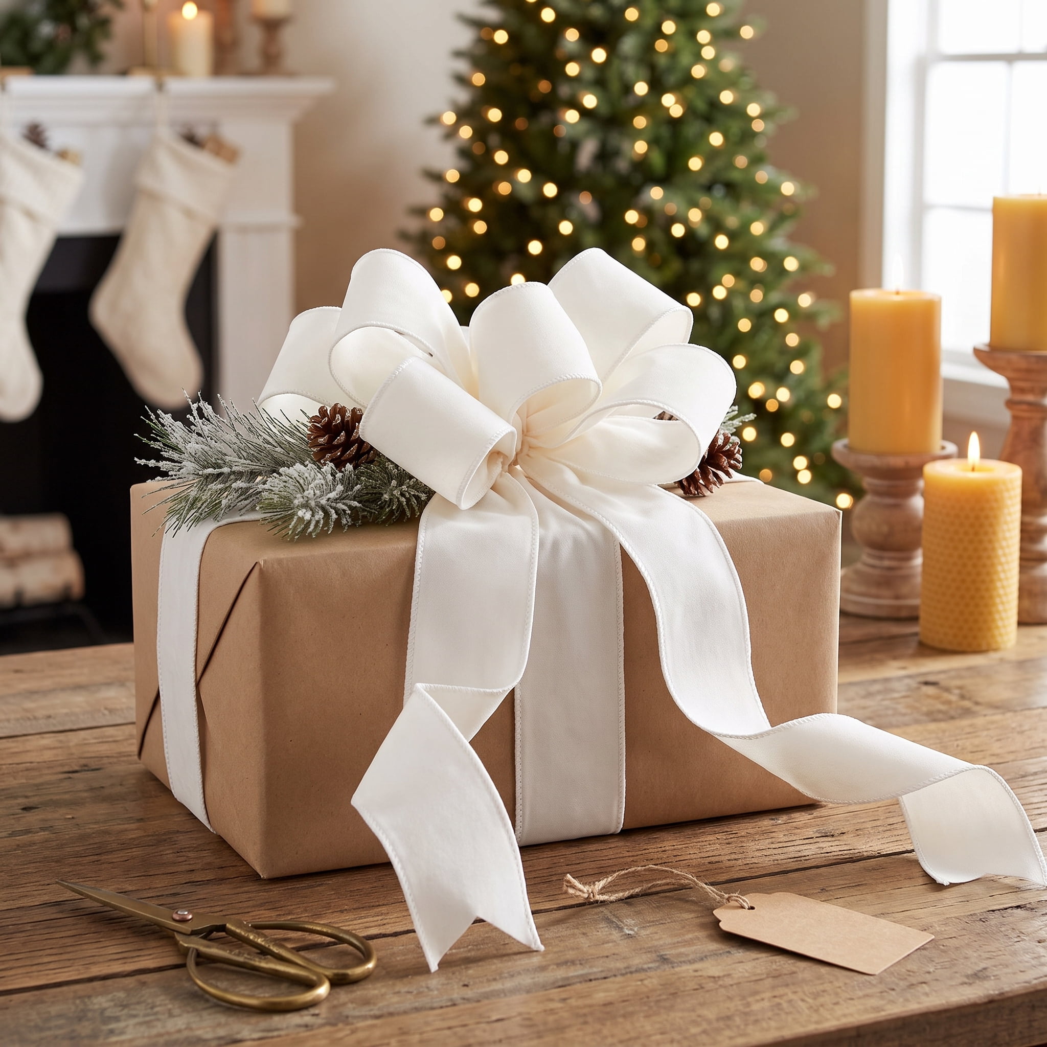 White Velvet-Feel Christmas Ribbon, 2.5" x 25', by Holiday Time