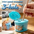 thumbnail image 4 of Manual Pencil Sharpener with Lid – 3-Hole Compact Sharpener – Portable Handheld for Home, Office, 4 of 6