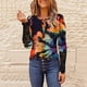 thumbnail image 4 of Mujeres Casual Impresión Botones Manga larga Encaje Empalme Blusa delgada Camiseta Tops Fridja  fksj2068, 4 of 6