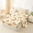 thumbnail image 2 of Manfei Lovely Capybara Twin Sheets,Pretty Floral Bedding,Yellow,3 Pieces,1 Fitted Sheet and 1 Pillowcase, 2 of 6