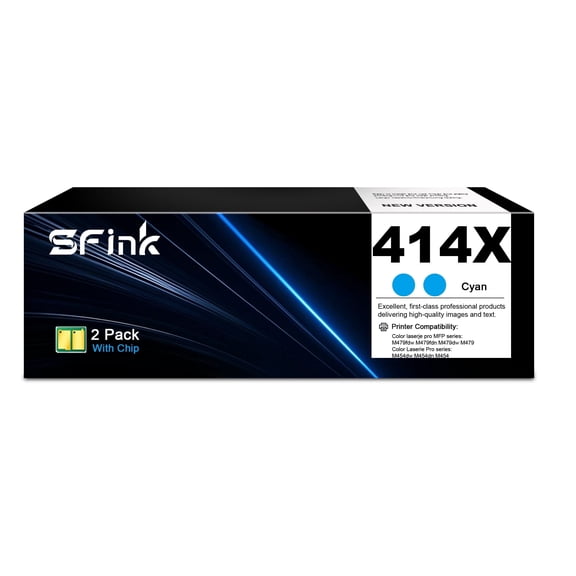 414X Toner Cartridges (with Chip) Cyan Compatible for HP414X 414A for Color Laserjet Pro MFP M479fdw M454dw M454 M455 M480 Printer Ink W2021X W2021A (2 Pack)