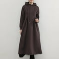 thumbnail image 2 of Kaemgyyd Women Casual Sweatshirt Dress Oversized Hooded Pullover Maxi Dress Long Sleeve Drawstring Warm Fall Winter Loose Dress, 2 of 4