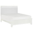 thumbnail image 4 of Modern Full Size Bed Frame with LED Headboard, White High Gloss Upholstered Platform Bed with Wood Slat Support, Faux Leather, 4 of 6