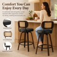 thumbnail image 3 of SESSLIFE Swivel Bar Stools Set of 2, 25.6" Counter Height Barstools with Black PU Leather, Curved Backrest & Footrest, Mid-Century Modern Kitchen Stools for Kitchen Island, 3 of 8