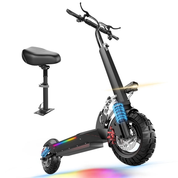 Electric Scooter Adults, 1200W Peak Motor, 30MPH Top Speed Electric Scooter with Seat, 45 Miles Range, 10" Off Road Tires Scooter, Dual Suspesnsion, Folding Commuting E Scooter for Adults