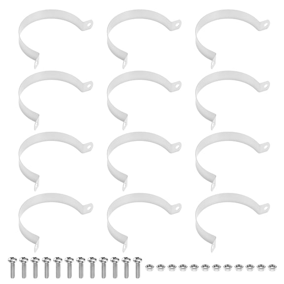 Uxcell 12-Pack Brace Bands Chain Link Fence Parts, 2-3/8 Inch Galvanized Steel Chain Link Brace Band with Bolts and Nuts for Fence/Gate