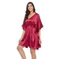 thumbnail image 4 of Women Satin Plus Size Tunic Short Kaftan Dress Silk Kimono Sleepwear Adjustale Waist Dress, 4 of 8