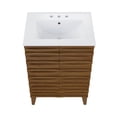 thumbnail image 5 of Cascade 24 in. Brown Oak Bathroom Vanity With White, 3-Hole Ceramic Sink Top, 5 of 8