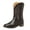 Brown, variant on Men's Cowboy Boots Crocodile Print Embroidered Block Low Heel Western Mid Calf Boots Riding Shoes