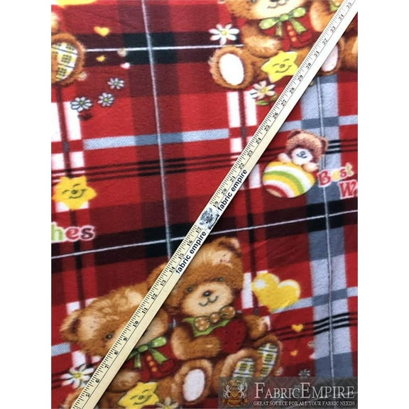 Fleece Printed Fabric BEARS BEST WISHES / 58" Wide / Sold by the yard S-483