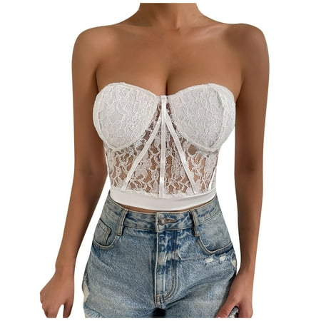 

Knosfe Women s Comfort Cami Lace Wireless Bra Support Bandeaus Strapless Bra L