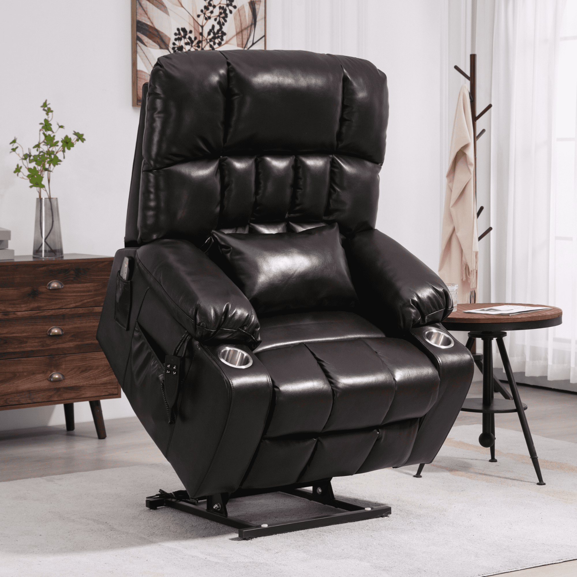 JUUXO Oversized Lay Flat Lift Recliner Chair with Cup Holders, Extra Large Power Lift Chair for Elderly with Heat & Massage, Big Tall 400 lbs