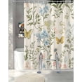 thumbnail image 3 of Split Shower Curtain for Transfer Bench, Wildflowers Fabric Shower Curtains for Bathroom, Spring Flowers Plants Farmhouse Pastoral Tub Sliding Transfer Bench Waterproof Bath Curtains 72"x72", 3 of 9