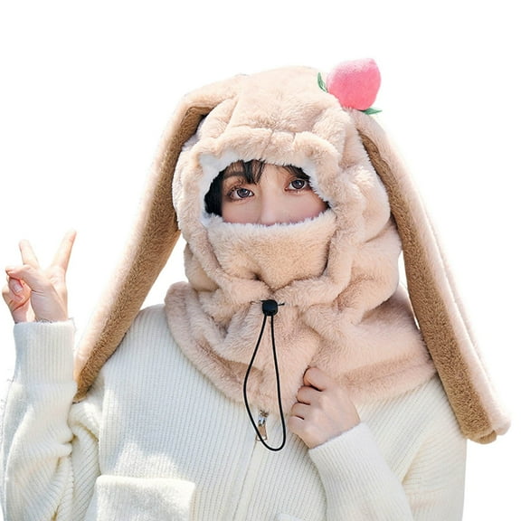 Hats Winter Warm Windproof Hat Ski Riding Shield Warmer Cute Cartoon Rabbit Ear Neck Cover With Face Guard For Women Men