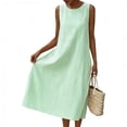 thumbnail image 4 of ClodeEU Women's Striped Print Sleeveless Crewneck Maxi Dress with Pockets ,Casual Long Beach Dress Green,Womens Plus M, 4 of 6