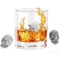 thumbnail image 5 of Molde para cubitos de hielo con calavera 3D, moldes para cubitos de hielo de silicona con calavera 3D, bandeja para cubitos de hielo con tapa para cóctel de whisky negro antibacteriano, 5 of 5