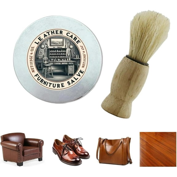Leather Salve, Furniture Salve for Leather Wood,Leather & Wood Furniture Repair Salve with Brush, Furniture Salve for Leather Wood, Household Leather Upholstery Cleaners for Home