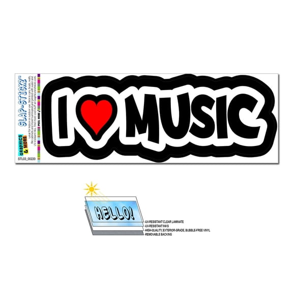 I Love Heart Music SLAP-STICKZ(TM) Premium Sticker