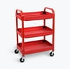 Luxor Adjustable 3-Shelf Utility Cart - Red