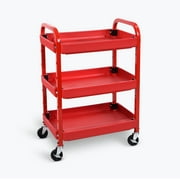 Luxor Adjustable 3-Shelf Utility Cart - Red