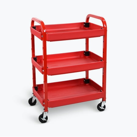 Luxor Adjustable 3-Shelf Utility Cart - Red