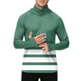 thumbnail image 4 of LTTVQM Unisex Adult UV Guard Long Sleeve Hooded Top Simple Horizontal Band Stripe Print Full Coverage Face Gaiter Design Light Thin Camping Fishing Wear Dark Green 4XL, 4 of 6