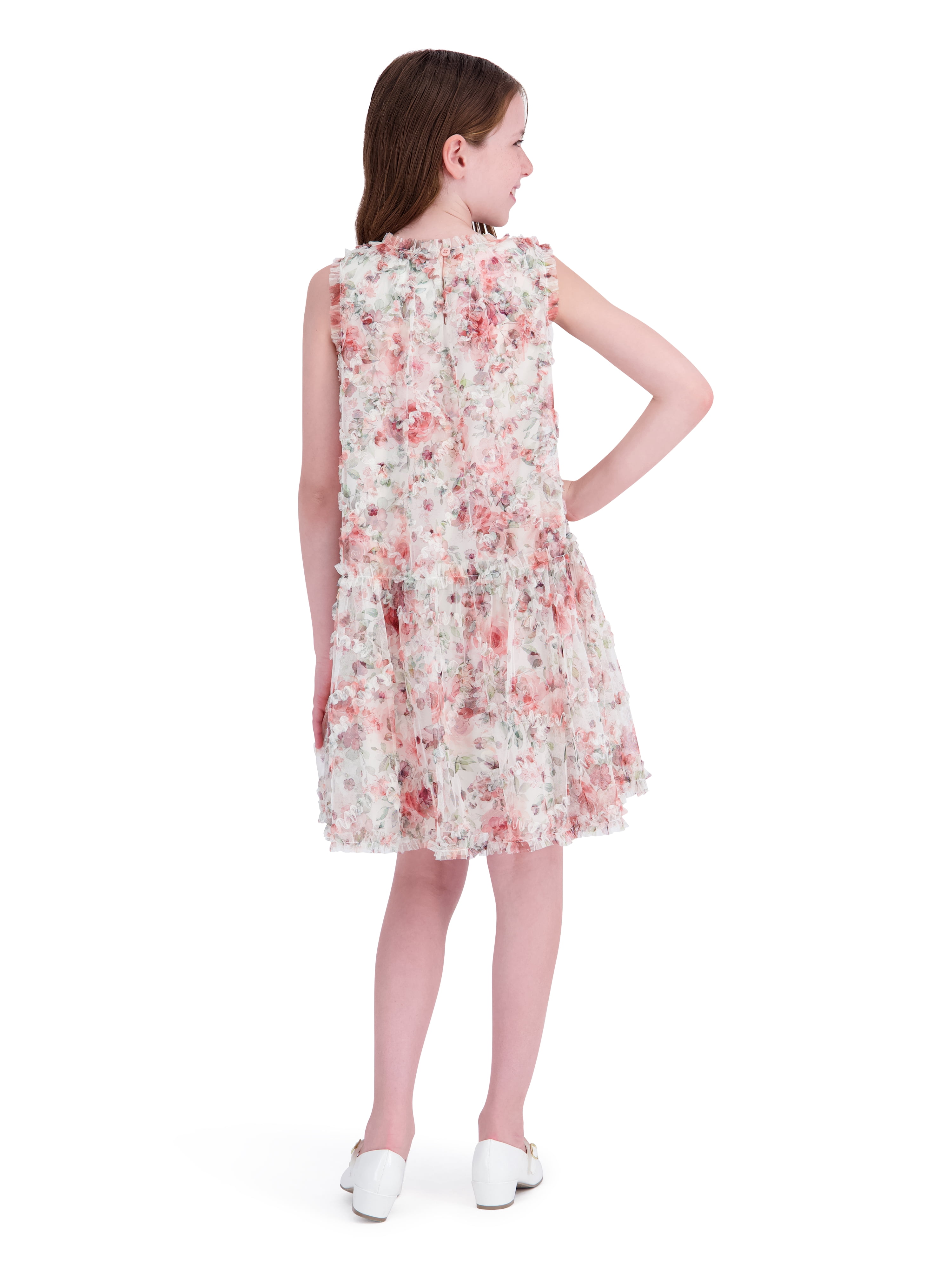 Kensie Girl Sleeveless Printed Ruffle Shift Dress, Sizes 4-16