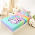 thumbnail image 4 of Erosebridal Cute Rainbow Unicorn Twin Sheet Sets,Watercolor Alphabet D Girls Personalized Gifts Bedding For Kids 3 Pieces, 4 of 6