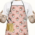thumbnail image 2 of Pink Cow Bell Pattern Apron-Garden Aprons for Women with Pockets-Cotton Linen Waterproof Kitchen Cooking Gardening Aprons Adjustable for Kitchen,Cooking,BBQ and Salon 33x27 Inch, 2 of 7