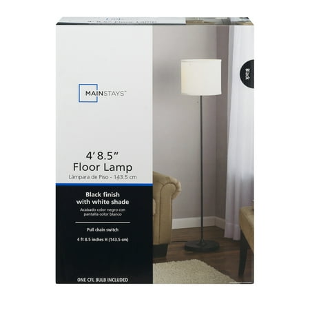 Mainstays Floor Lamp 4 8 5 Black, Mainstays Rice Floor Lamp Replacement Shade