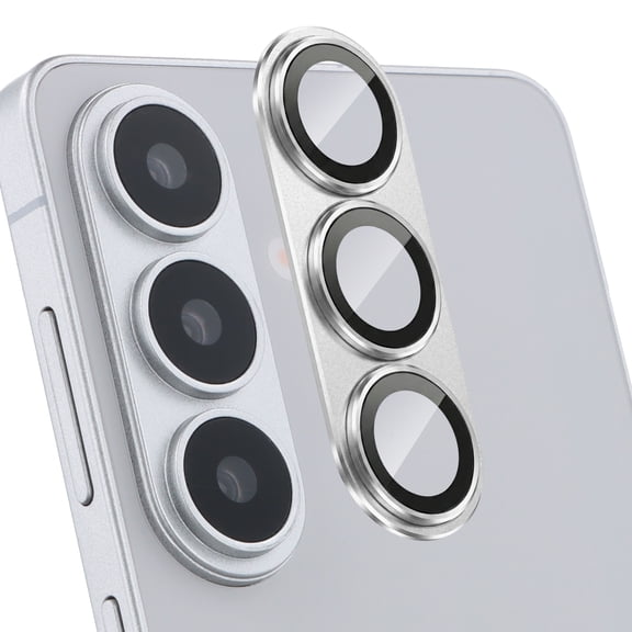 Corliven for Samsung Galaxy S26 Camera Lens Protector with Metal Frame and Tempered Glass Cover, Silver