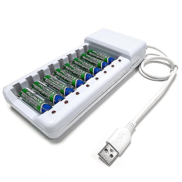 Cargador de batería recargable salida Usb 8 ranuras carga rápida protección contra cortocircuitos adecuado para herramientas de batería Aaa/aa