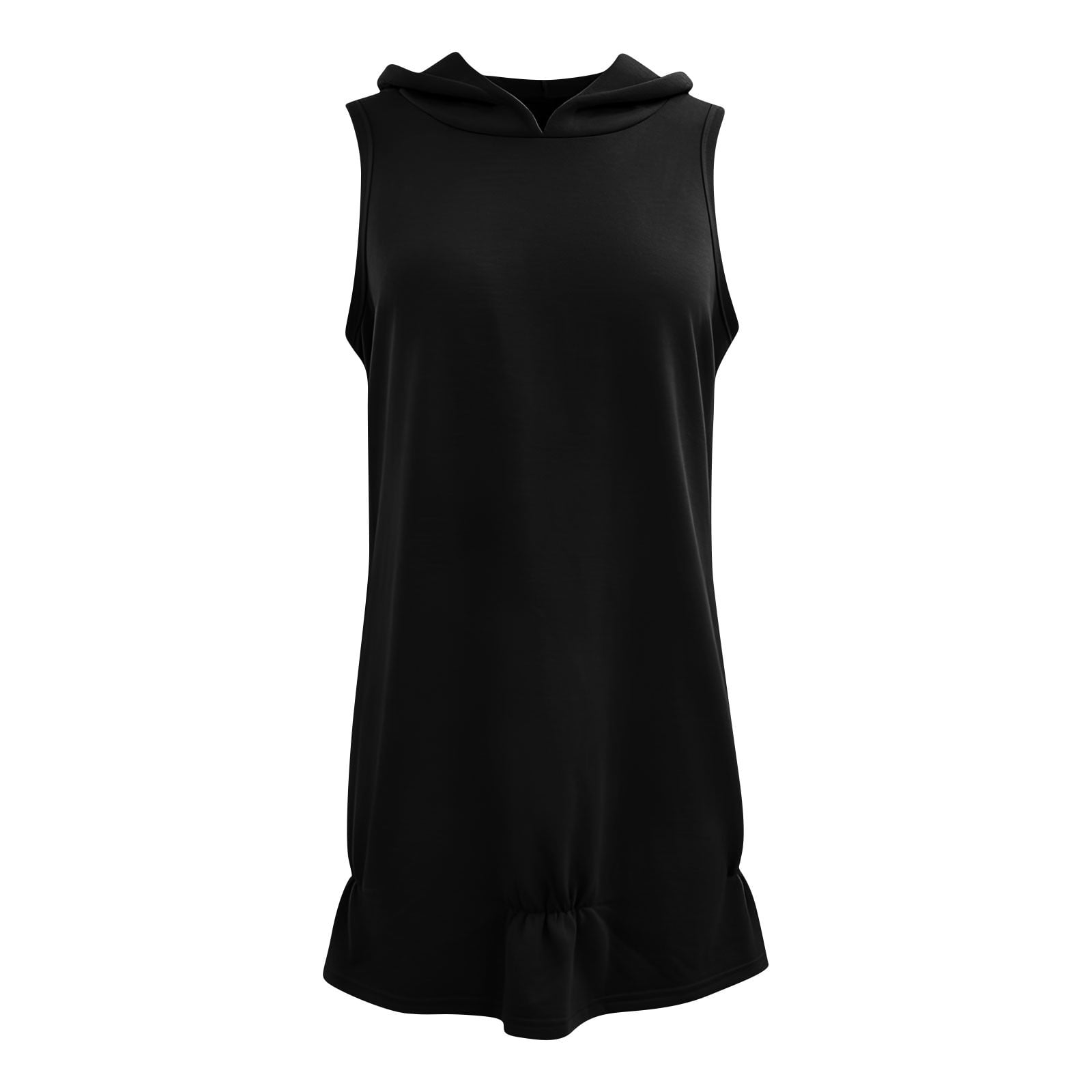 BiZtdJrK Womens Summer Sleeveless Hoodies Solid Color Casual Athletic Golf Tennis Dress Travel Vacation Clothes, Black, S