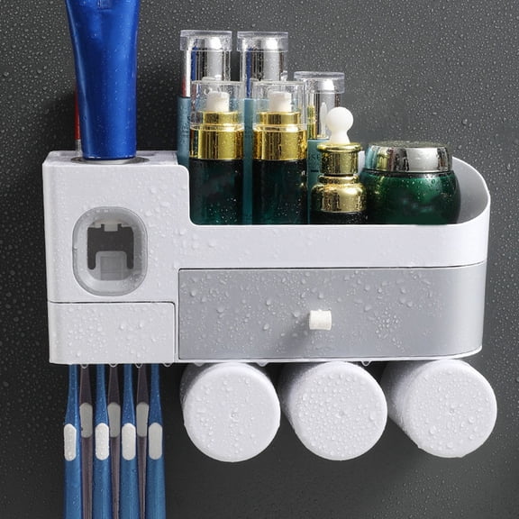 PAMINGONO Toothbrush Rack 1 Set Simple and Convenient Design Plastic Waterproof Wall Mounted for Bathrooms