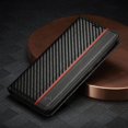 thumbnail image 4 of for Samsung Galaxy A51 4G Case, Carbon Fiber Premium PU Leather Ultra Thin Shookproof Anti-Fall Folding Screen Phone case Compatible with Galaxy A51 4G, Vertical Red Line, 4 of 13