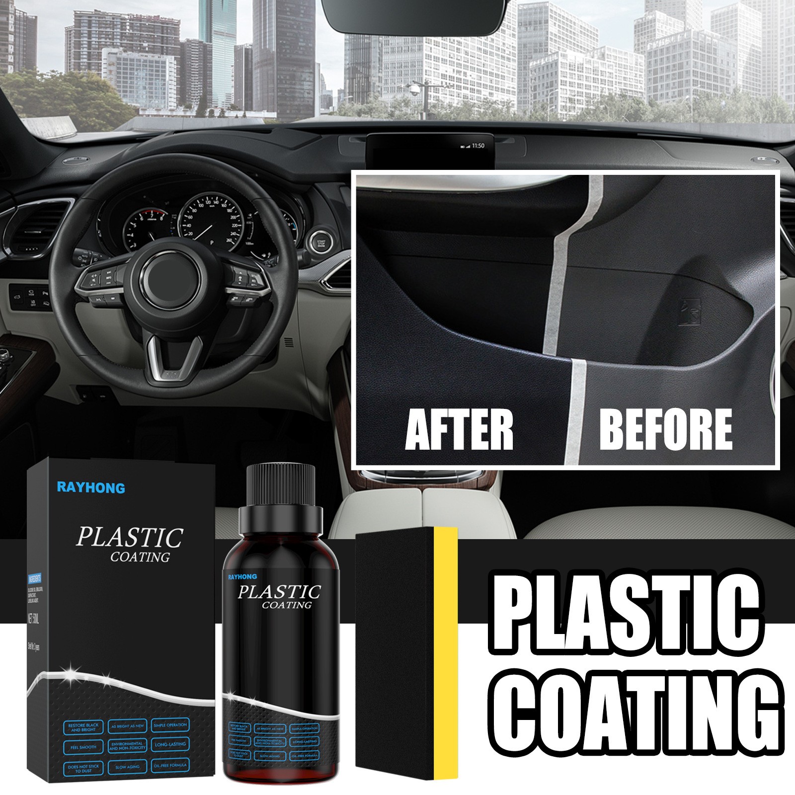 Plastic Revitalizing Coating Agent Plastic Refreshing Coating Plastic Parts  Refurbish Agent For Car Automotive Interior Cleaning Agent (50ml) 