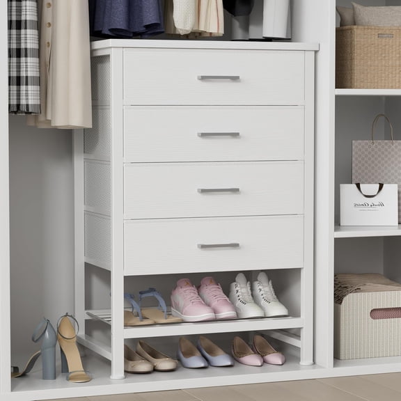 CF White Dresser for Closet with 4 Drawers and Shelf Large Closet Drawers for Closet Organizers and Storage Bedroom Dorm Modern