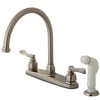 Kingston Brass NuWave French Double Handle Kitchen Faucet with Side Spray