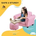 thumbnail image 5 of Resenkos Toddler Sofa with Footstool, Upholstered Armchair for Playroom & Nursery, Pink, 5 of 7