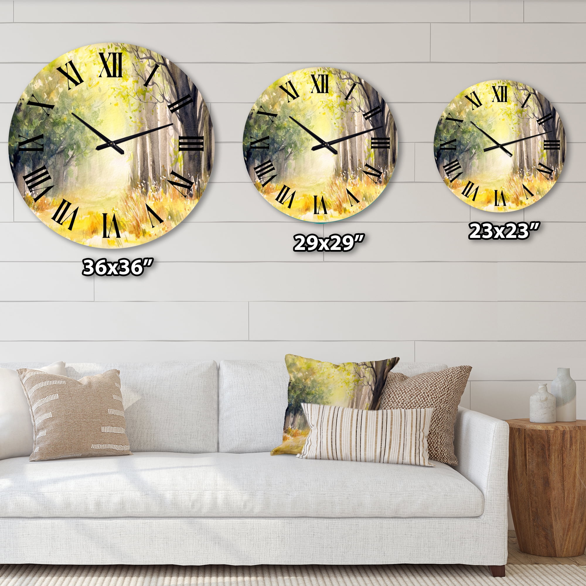 Designart 'Bright Sunshine Through The Forest Trees Iv' Traditional Wall Clock