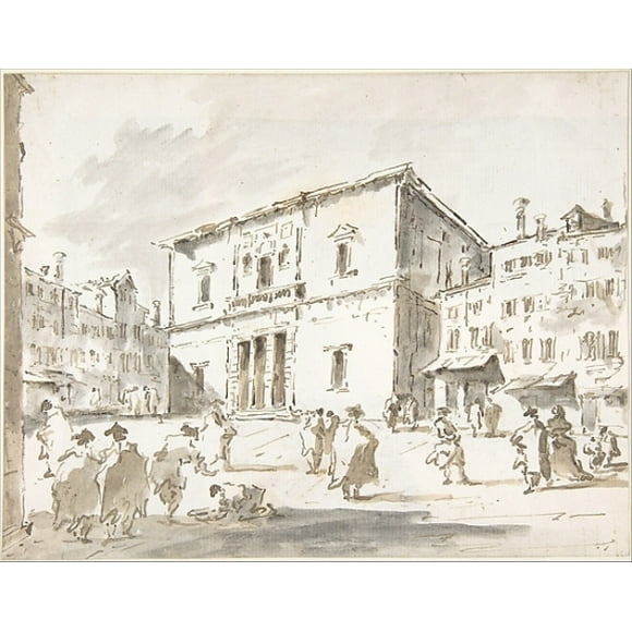 The Fenice Theater in Venice (recto); Fragment of a Larger Drawing Representing Part of a Column and a Cornice (verso)