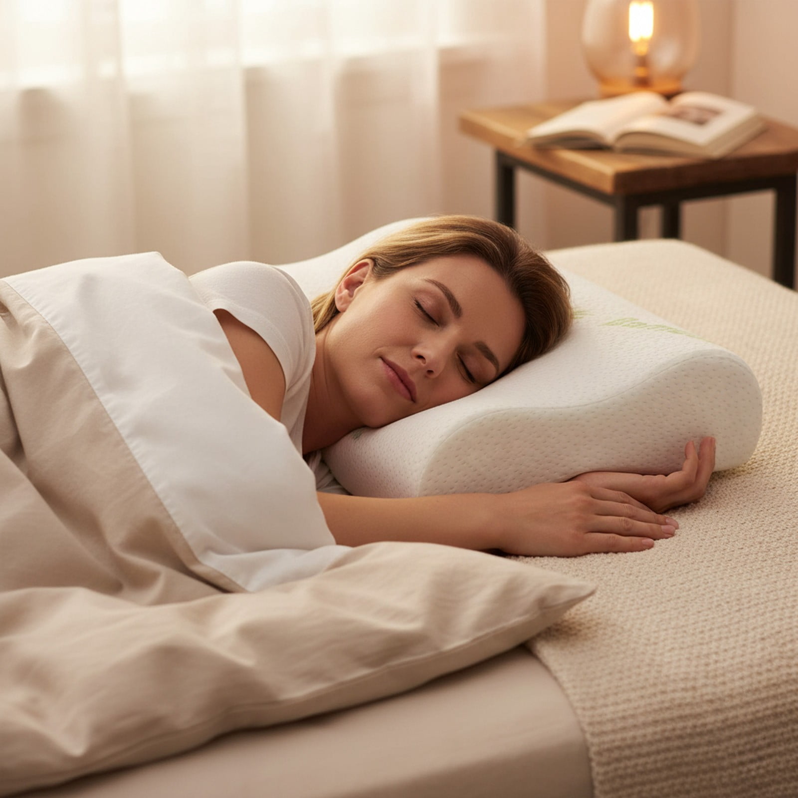 Bzdzmqm 2Pcs Cervical Pillow Neck Pain Relief, Memory Foam Pillow Ergonomic Support, Breathable Wicking Bed Pillow for Side Back Stomach Sleepers, Contour Pillow for Spine Alignment, Orthopedic