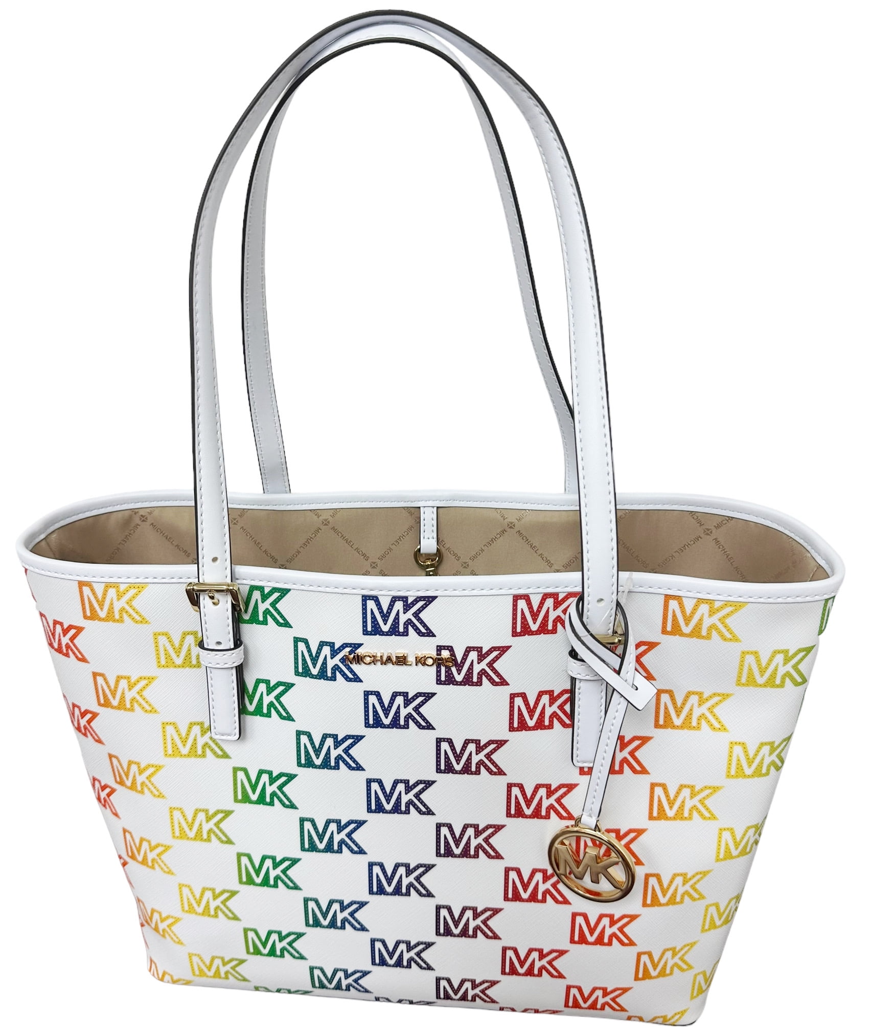 MICHAEL KORS Heritage Large Logo Tote Bag - Optic White/Blk